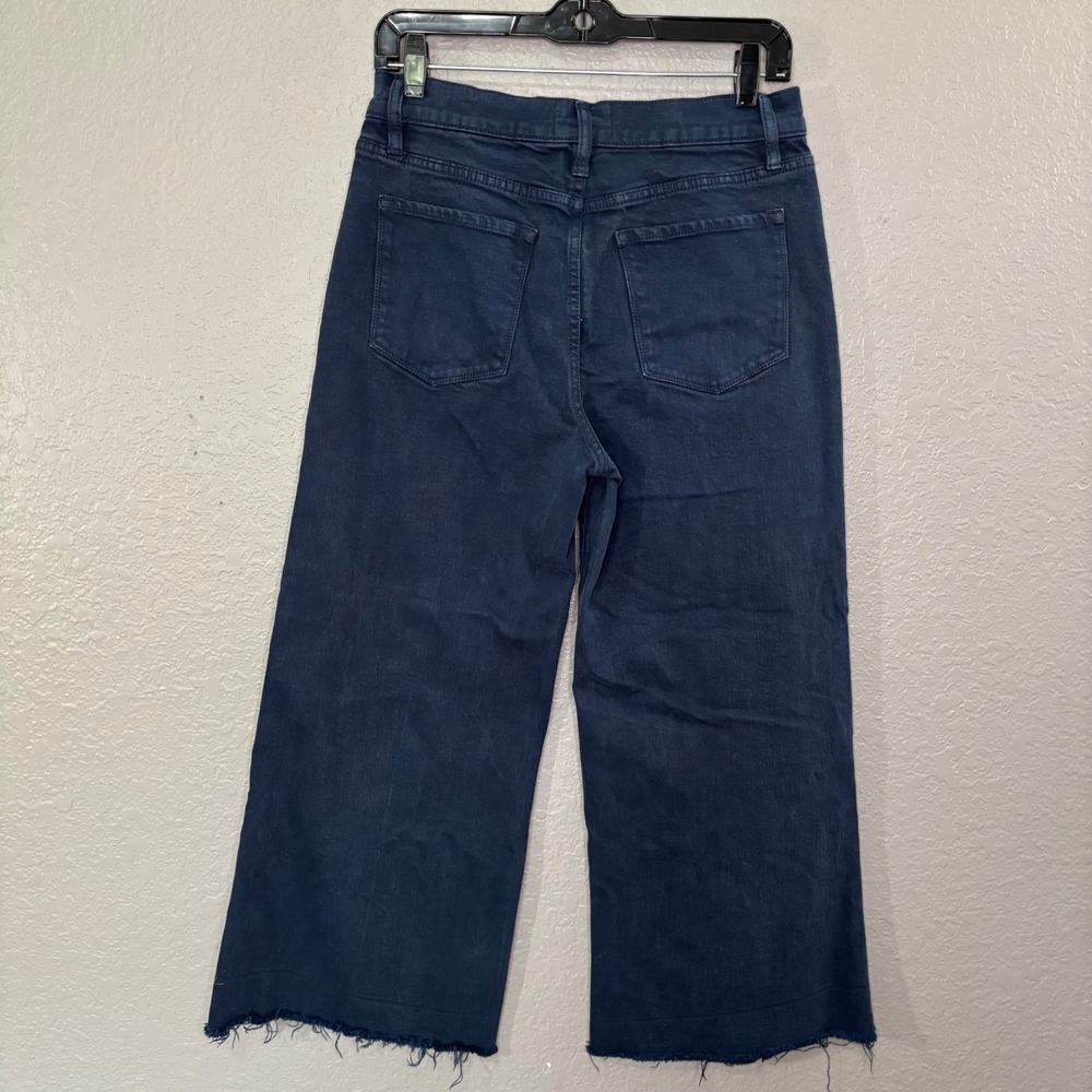 Frame Denim Le Palazzo Crop Navy Blue Wide Leg Raw Hem Jeans Size 28 - Picture 3 of 6